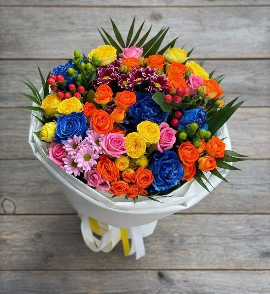 Букет цветов из: Розы и Хризантемы в Цветово 1-ом