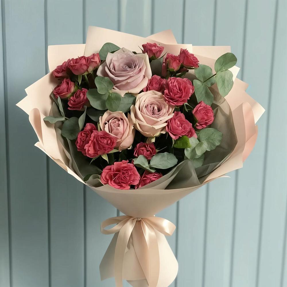 Букет цветов из: Гвоздики и Розы в Цветово 1-ом