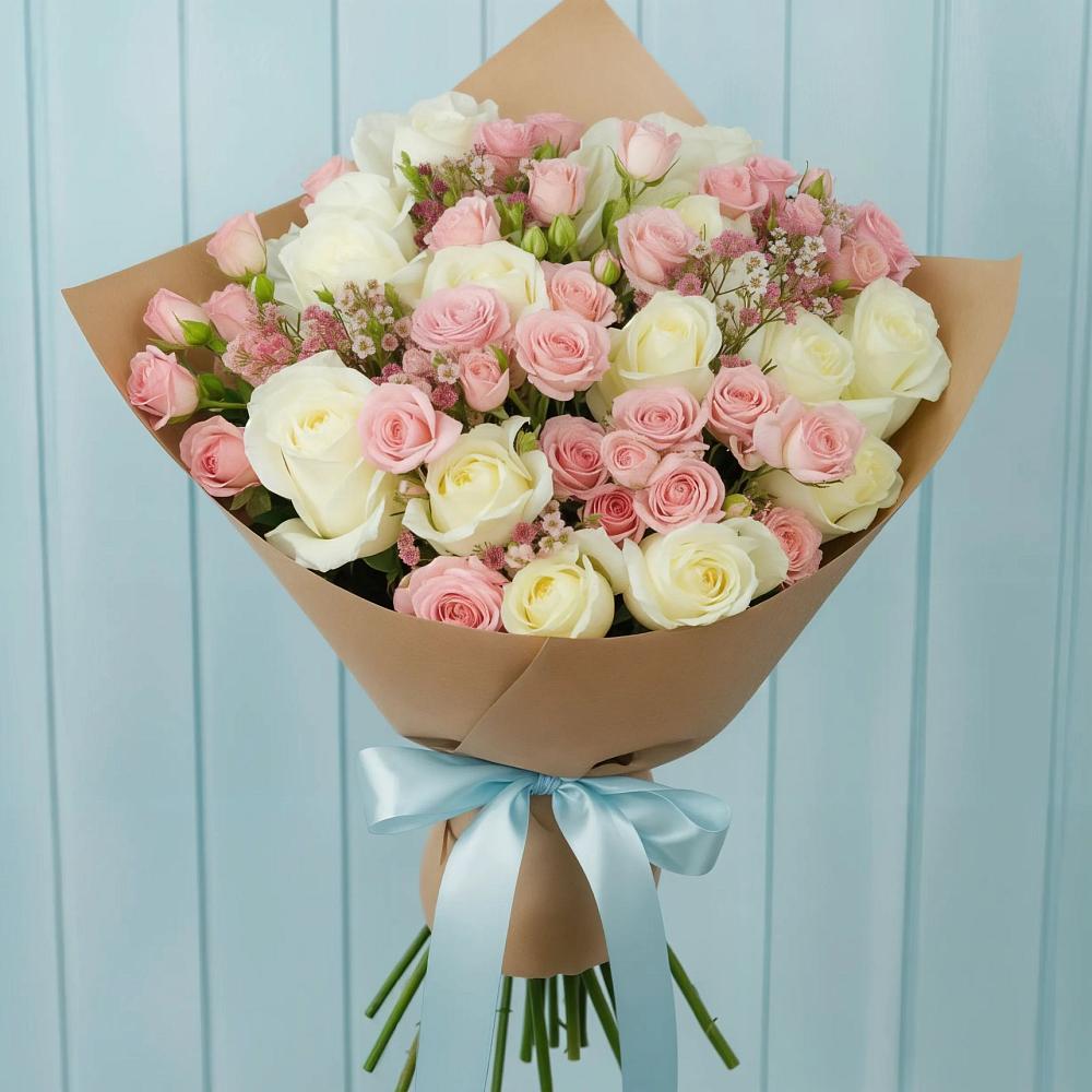 Букет цветов из: Розы в Цветово 1-ом