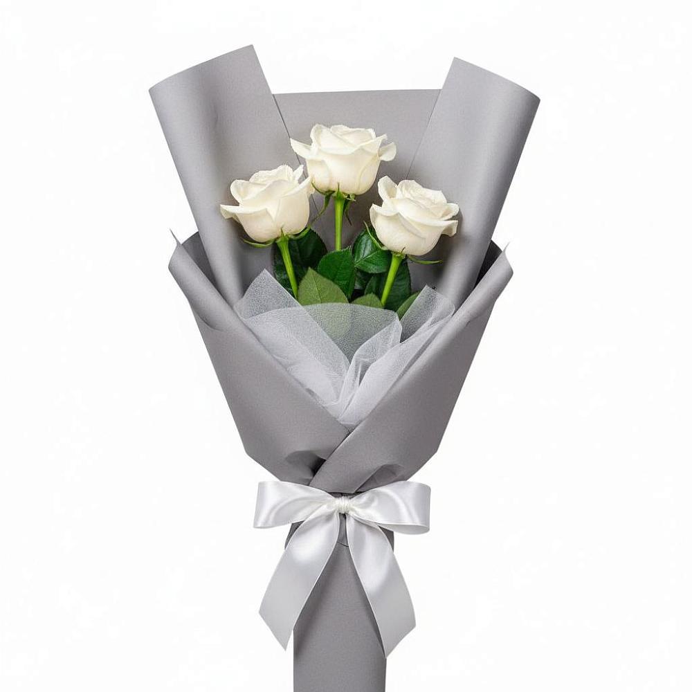 Букет 3 белые розы в Цветово 1-ом