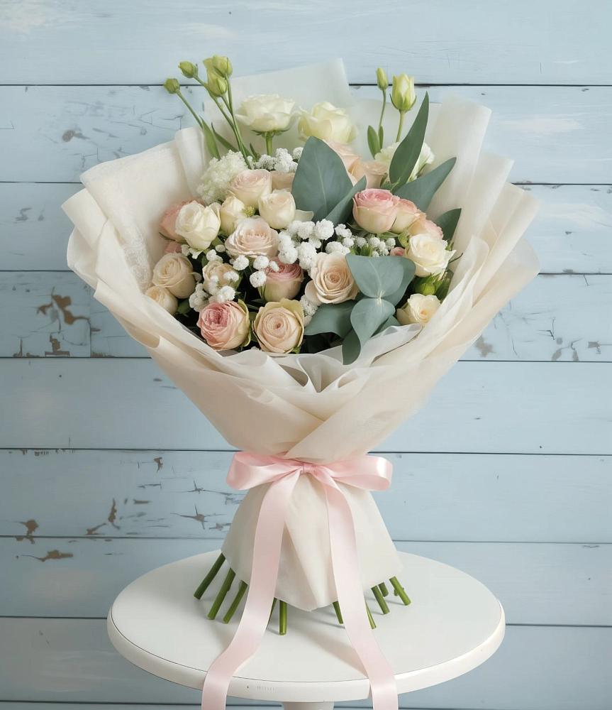 Букет цветов из: Розы и Лизиантусы в Цветово 1-ом