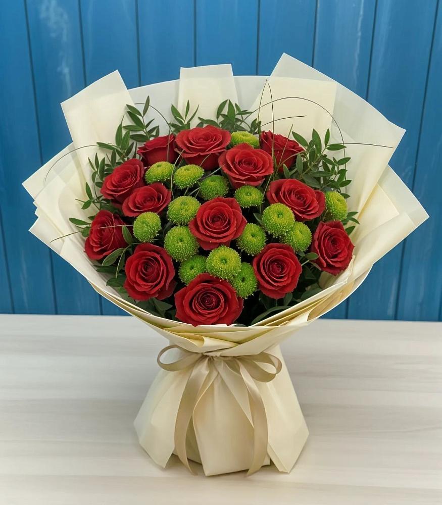 Букет цветов из: Розы и Хризантемы в Цветово 1-ом