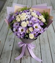 Букет цветов из:  Хризантемы и Розы в Цветово 1-ом